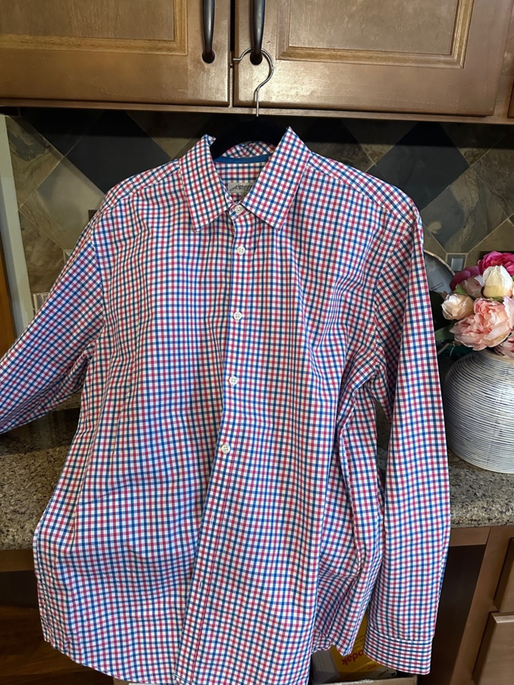 Jeremy Argyle Men's Checked Button-Down Shirt - Navy & Red size large
